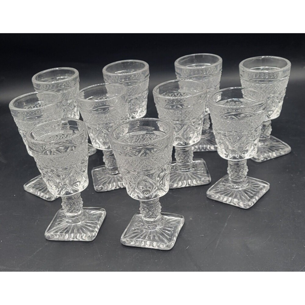 Set of 10 Imperial Glass Clear Cape Cod 3.75" Tall Cordial Glasses 1.5 Ounces